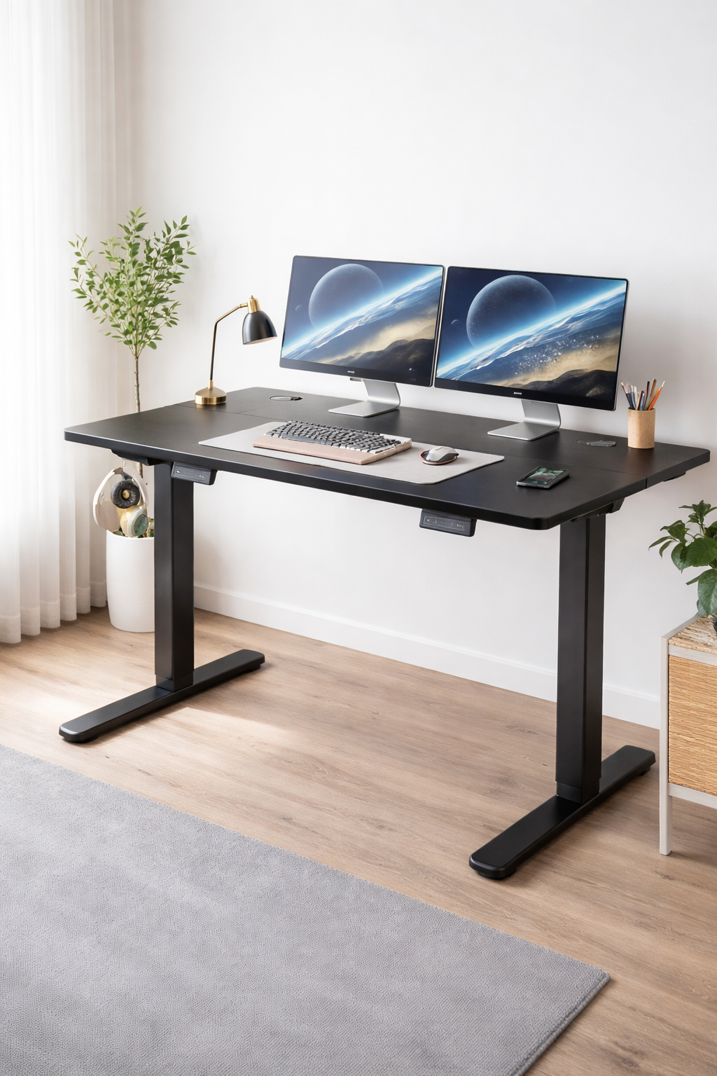 Matt Black Electric Standing Desk Height Adjustable