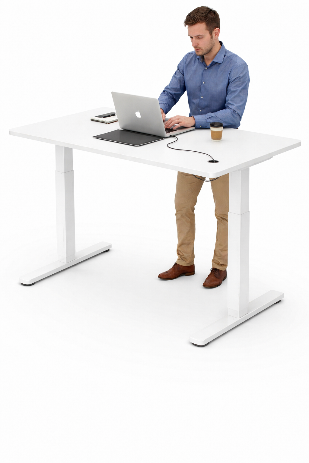 Electric Standing Desk – 40” x 24” Adjustable Sit-Stand Workstation (White Finish)
