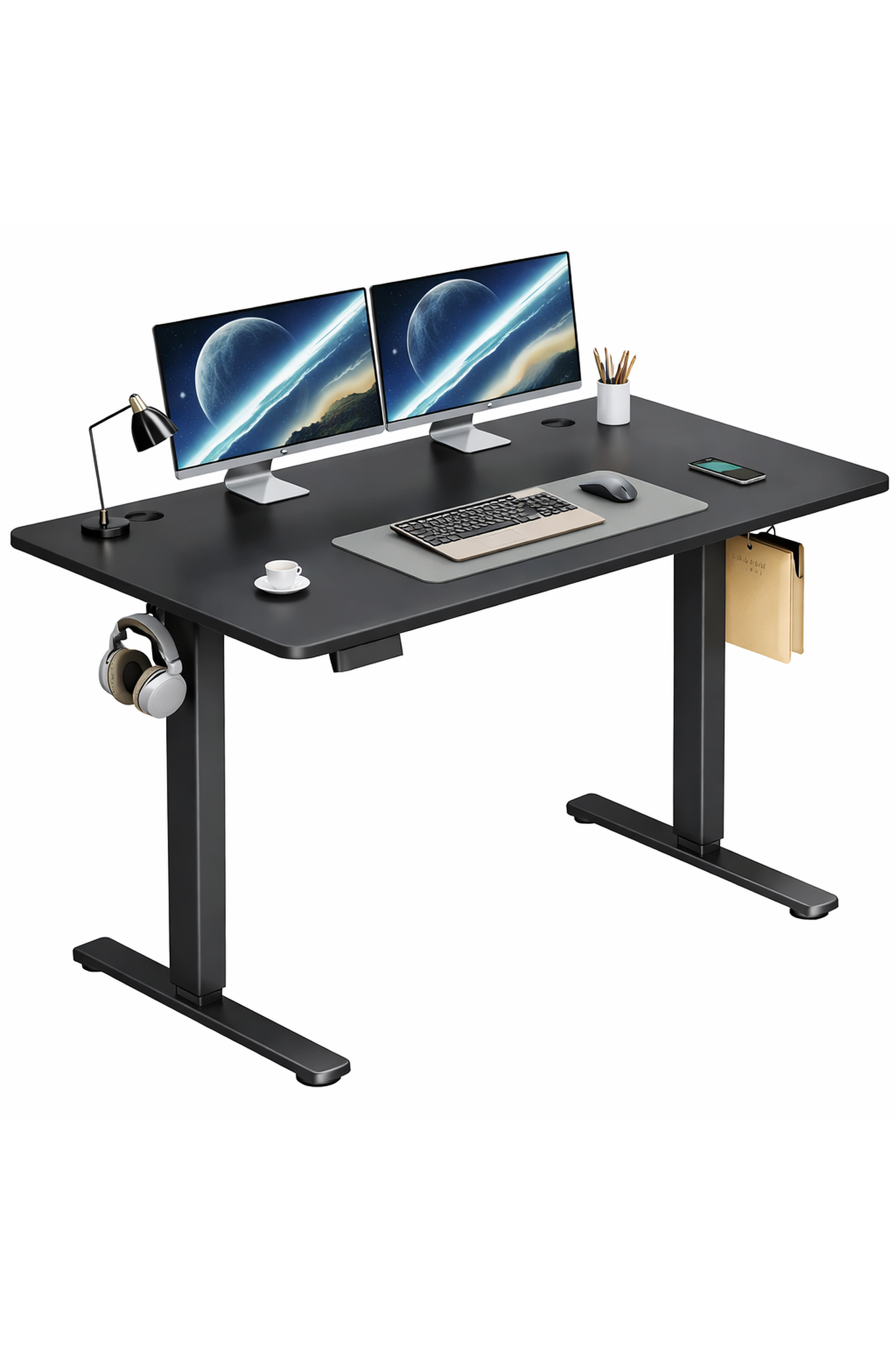 Matt Black Electric Standing Desk Height Adjustable