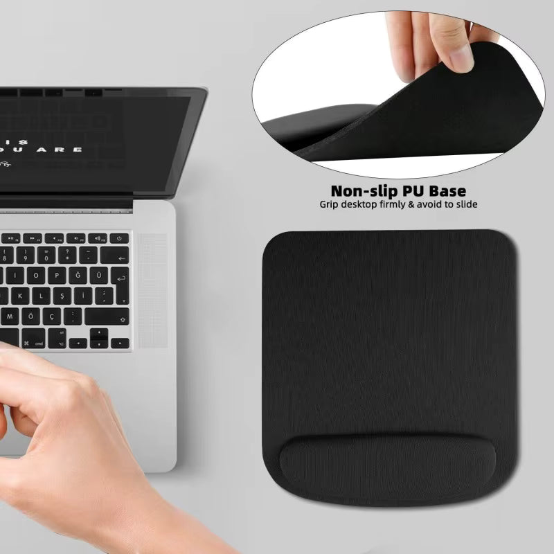 Ergosk Ergonomic Mouse Pad with Wrist Support – Memory Foam Comfort & Non-Slip Base (Black)